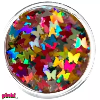 Géllakk hologramos pillangó körömdísz - #11 mix color