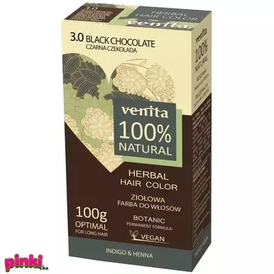 Venita hajfesték henna 100% természetes növényi festék 2x50g 3.0 fekete csokoládé