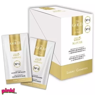 Golden Green nature 24k gold lehúzható alginát arcmaszk 10gr+24k gold kolloid akt. oldat 20ml 2x10db kínáló tálca