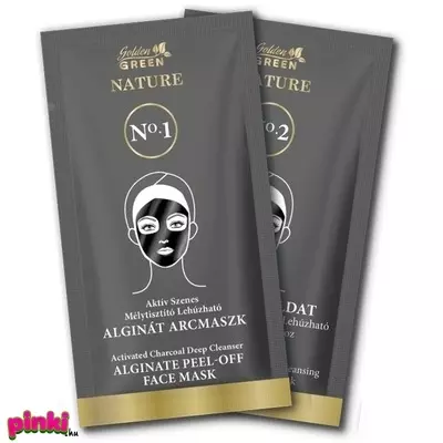 Golden green nature aktív szenes mélytisztító lehúzható alginát arcmaszk 10g+aktiváló oldat 30ml 10x2