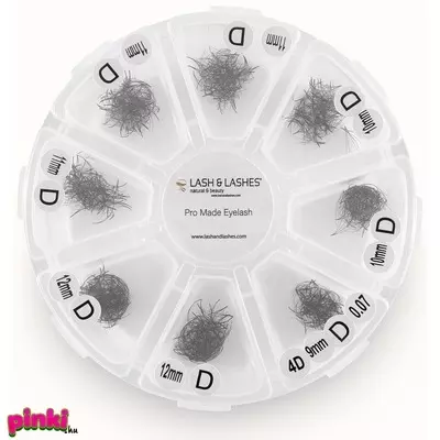 Lash And Lashes Pre-Made Dúsító Ömlesztett Műszempilla Mix Sizes 5D 5 Pilla/Fan D Ív 0,07 mm vastagság  9-12 mm