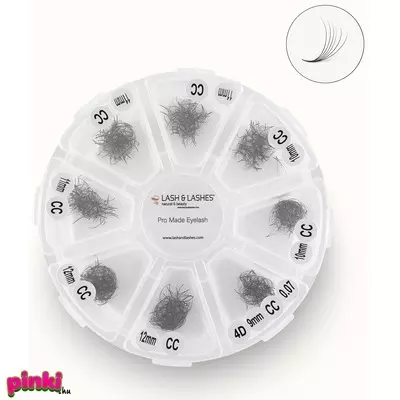 Lash and Lashes Pre-Made dúsító ömlesztett szempilla Mix 6D 9-12mm CC-iv 0,07 mm narrow 6 pilla/fan 