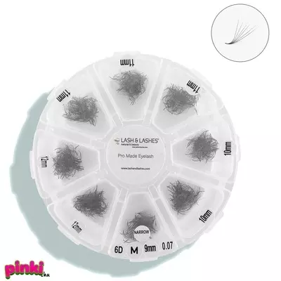 Lash And Lashes Pre-Made Dúsító Ömlesztett Szempilla Mix 6D 9-12mm M-ív 0,07 mm narrow 