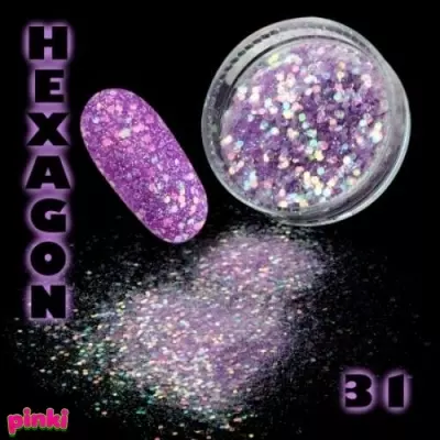 Géllakk Hexagon flitter körömdísz csillámpor 31.