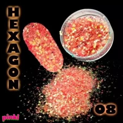 Géllakk Hexagon flitter körömdísz csillámpor 08.