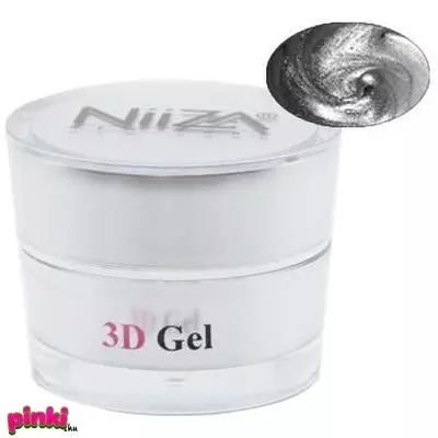 NiiZA 3D ColorGel Műköröm színes díszítő zselé - Ezüst