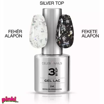 Celebnails 3 Step Flake Silver Top Coat  8Ml