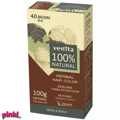 Venita hajfesték henna 100% természetes növényi festék 2x50g 4,0 barna