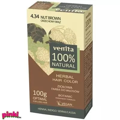 Venita hajfesték henna 100% természetes növényi festék 2x50g 4.34 mogyoró barna