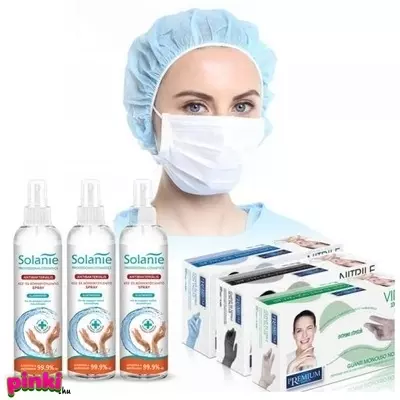 Alveola Maxi védd magad csomag kéz- és bőrfertőtlenítővel, kesztyűvel és maszkkal