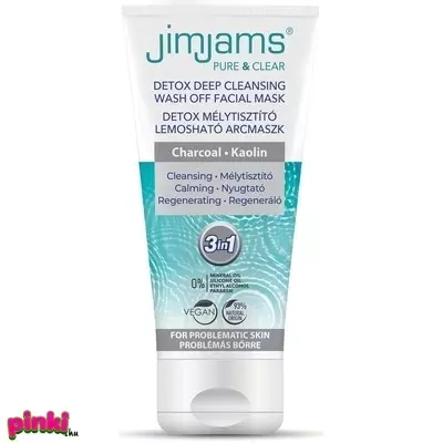 Jimjams Beauty Pure & Clear Detox Mélytisztító Lemosható Arcmaszk 75Ml