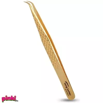 Long Lashes csipesz enyhén hajlított - arany, 12cm