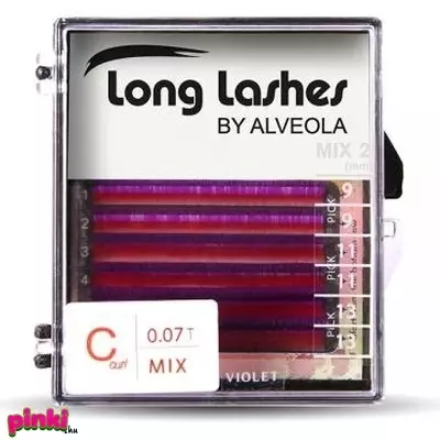 Long Lashes szempilla színes MIX pilla - LILA C 0,07-8-10-11-12-14-16mm