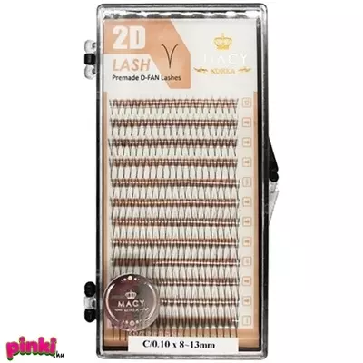 Macy 2D premade műszempilla - 0,10mm-es vastagság, D ív, 9mm hossz, 12 soros