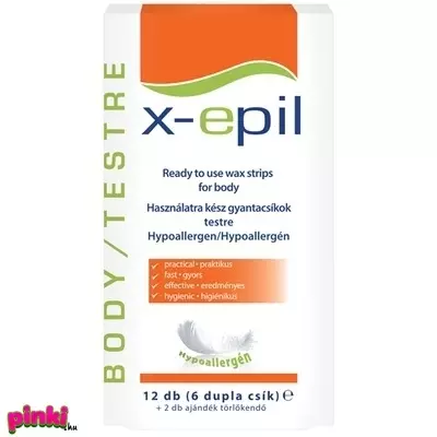 X-Epil Használatrakész gyantacsík testre - Hypoallergén 6x2db