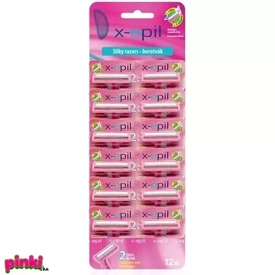 X-Epil Silky 2 pengés borotva gumírozott nyéllel 12db/levél